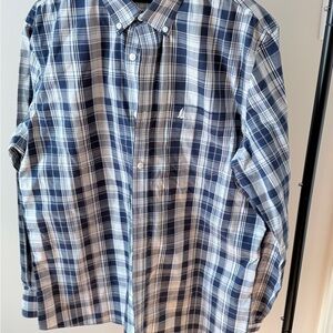Nordstrom Navy and White Checkered Shirt